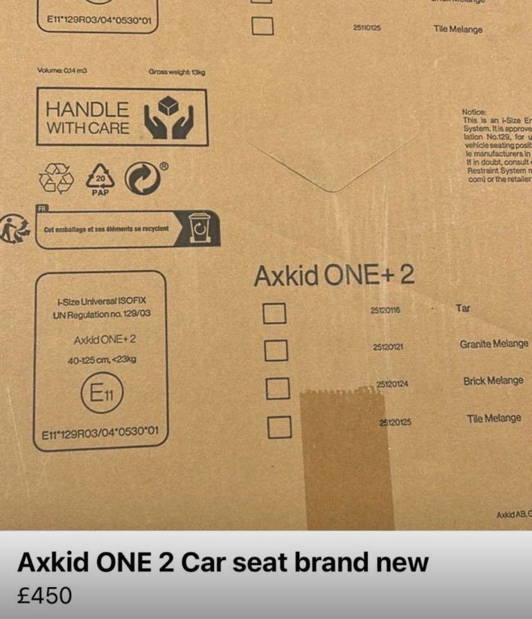 Brand new axkid one+2 car seat 