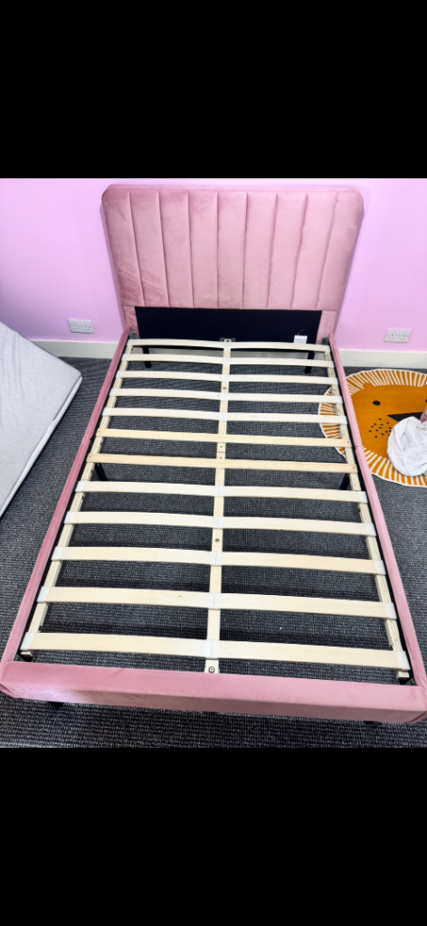 Pink small double bed and simba matress 