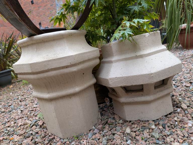 Vintage Stone Garden Planters / Chimney Pots - Good Condition