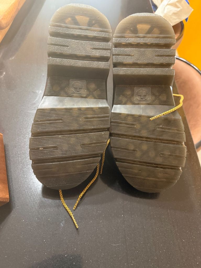 Dr Martens Brown Ladies Boots with Yellow Laces