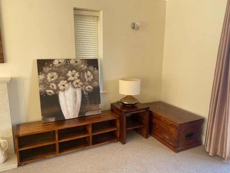 John Lewis Living Room Furniture - Trunk, Side Tables, TV Unit, Mirror, Picture, Lamp