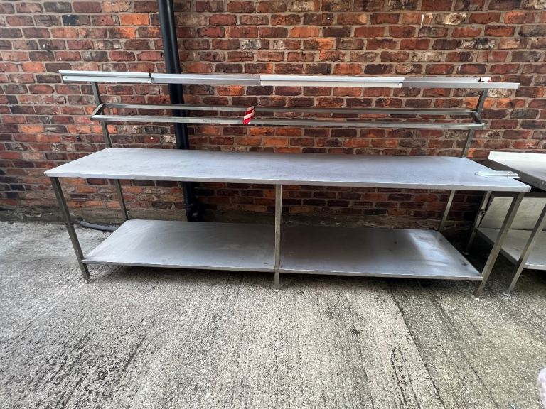 LARGE RESTAURANT WORKTOP BENCH STAINLESS STEEL - SHELVING UNIT FOR SALE
