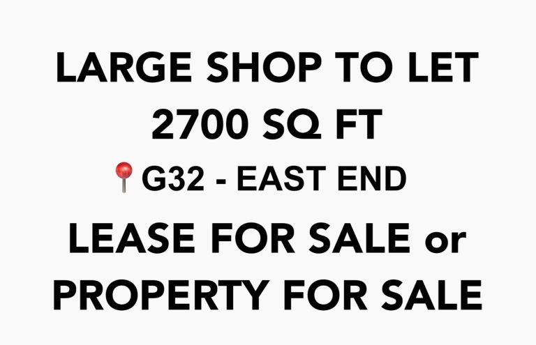 LARGE PRIME LOCATION RETAIL SHOWROOM / STUDIO / SHOP TO LET – EAST END GLASGOW 