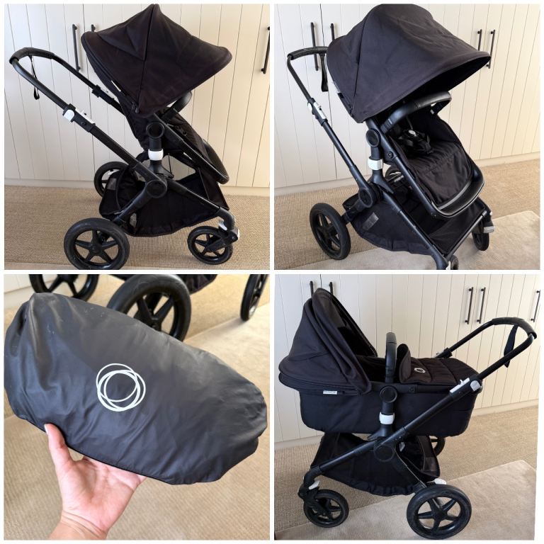 Bugaboo fox 2 carrycot bassinet to seat buggy Pram/Pushchair – Black, Good Condition