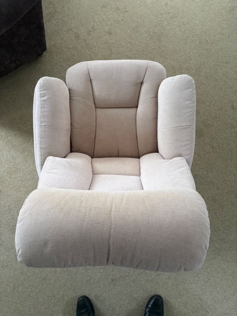 Comfy Swivel Recliner Armchair – Beige Fabric