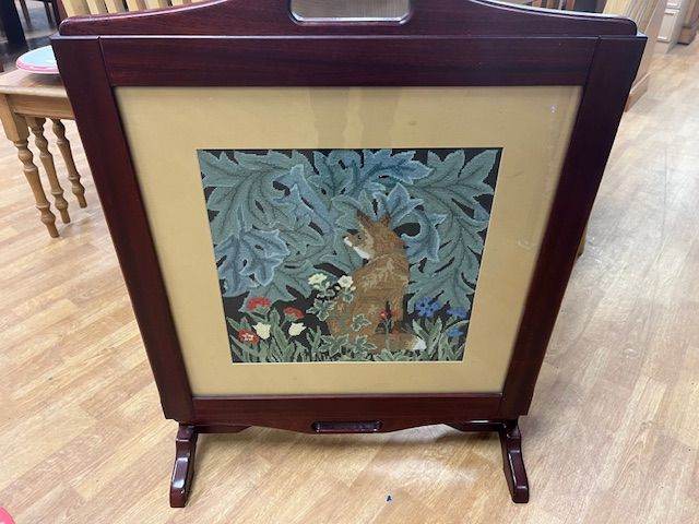 Beautiful Dark Wood Fire Screen Style Coffee Table 
