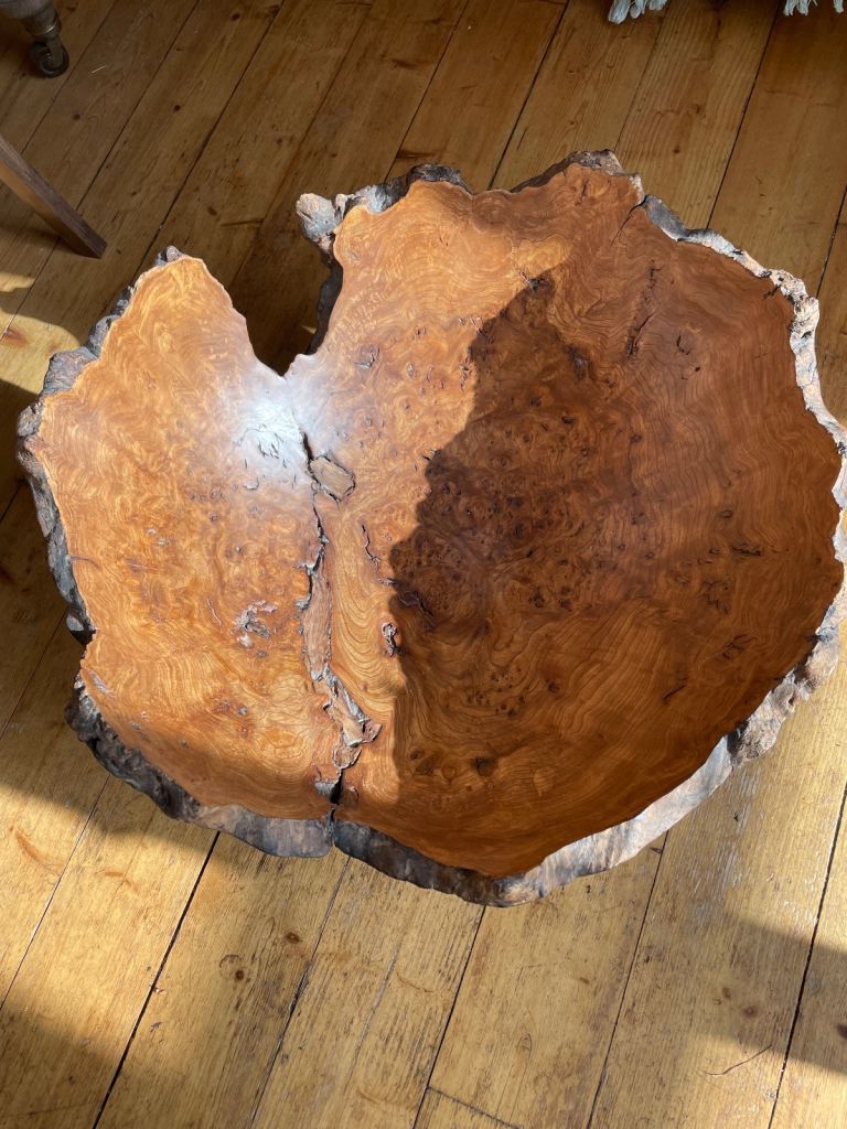 Magnificent Unique Wood Turned Burr Elm Live Edge Bowl