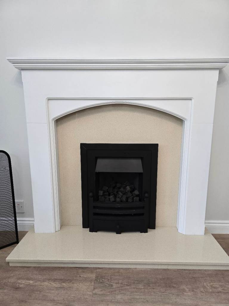 Fireplace Mantlepiece c/w Marble Surround & Hearth