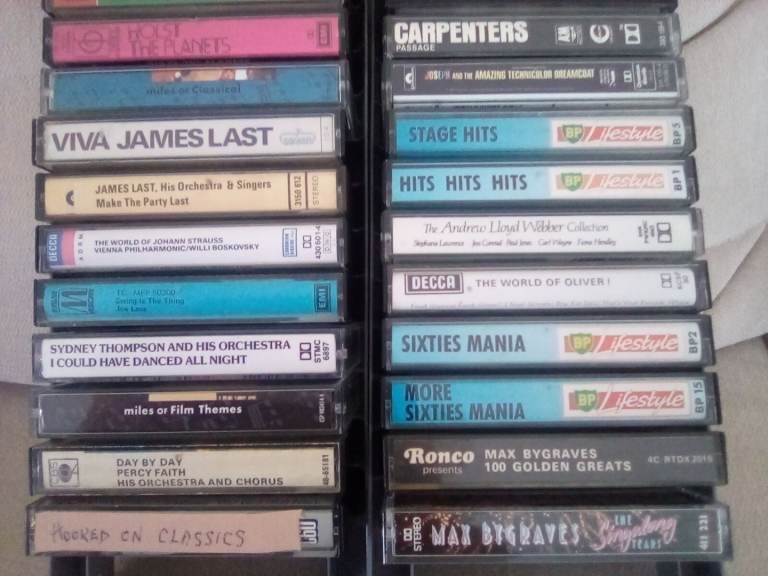 Large selection of cassette tapes. Different genre.