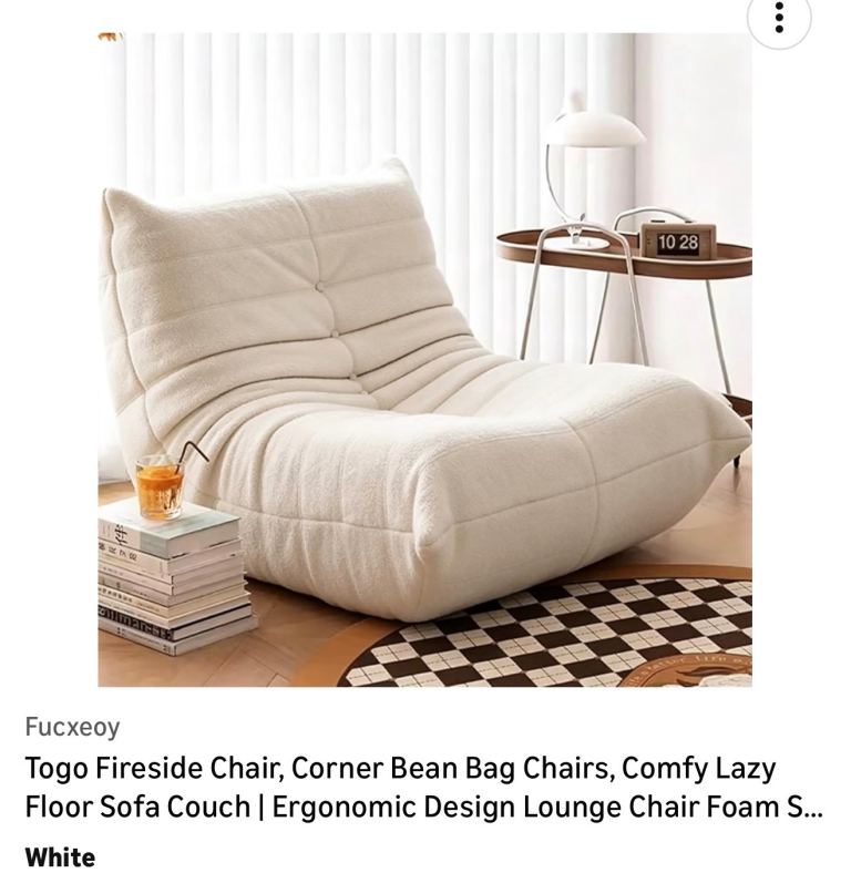 *Sale agreed* -  Cream Fabric Floor Sofa / Togo Style – Good Condition