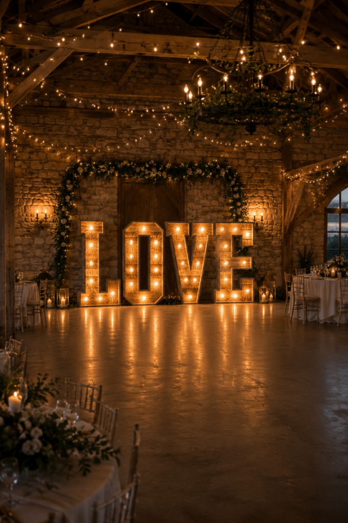 4ft Wooden Rustic Illuminated LOVE Letters