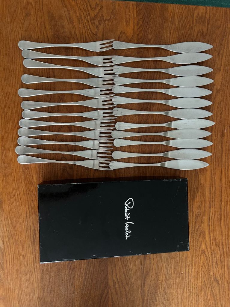 Robert Welch 'Radford' Cutlery Set – 12 Fish Forks & 12 Fish Knives, Good Condition
