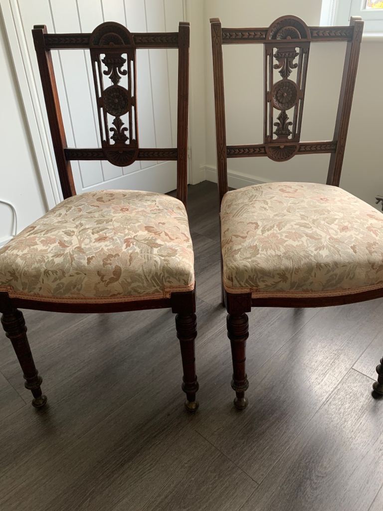 Set of two antique dining chairs 