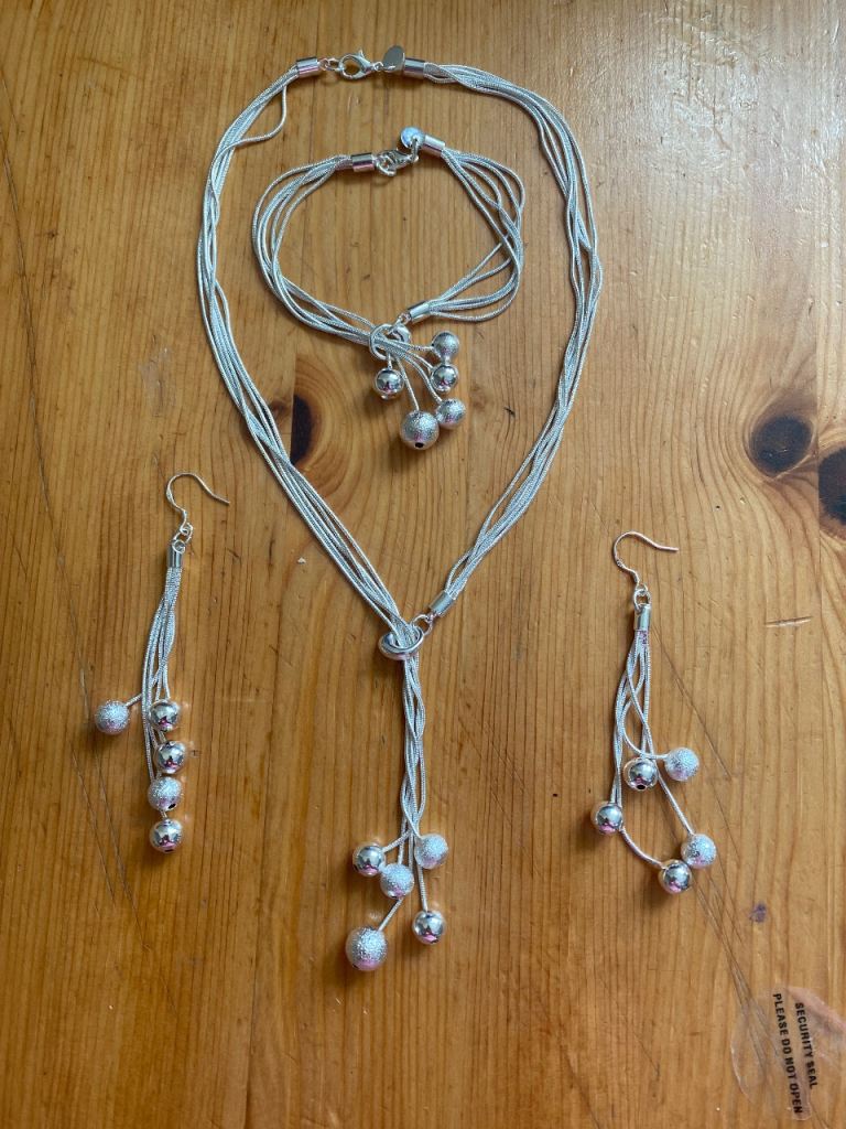 Multi-Strand Silver Jewellery Set (Necklace, Bracelet & Earrings)  O.N.O