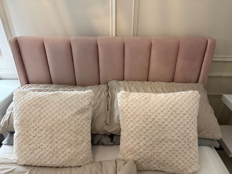 Pink Velvet Double Bed