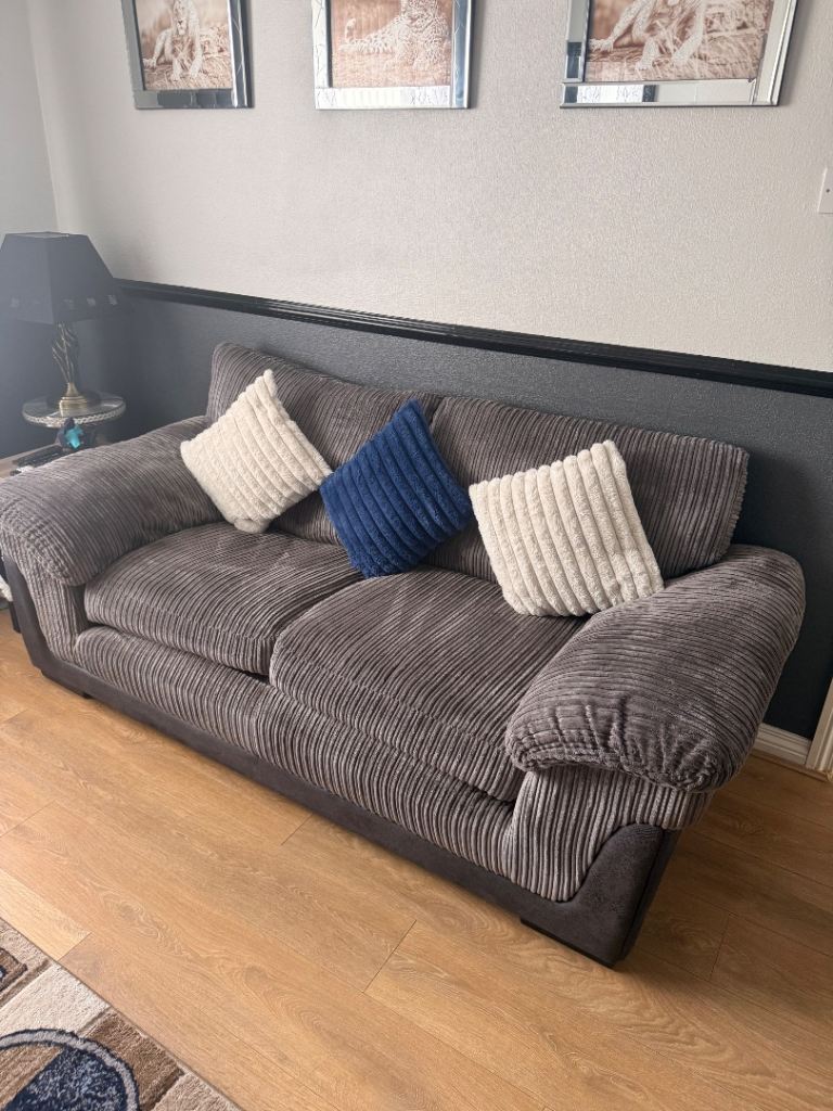 2 x Comfy Grey Fabric Sofas – Good Condition