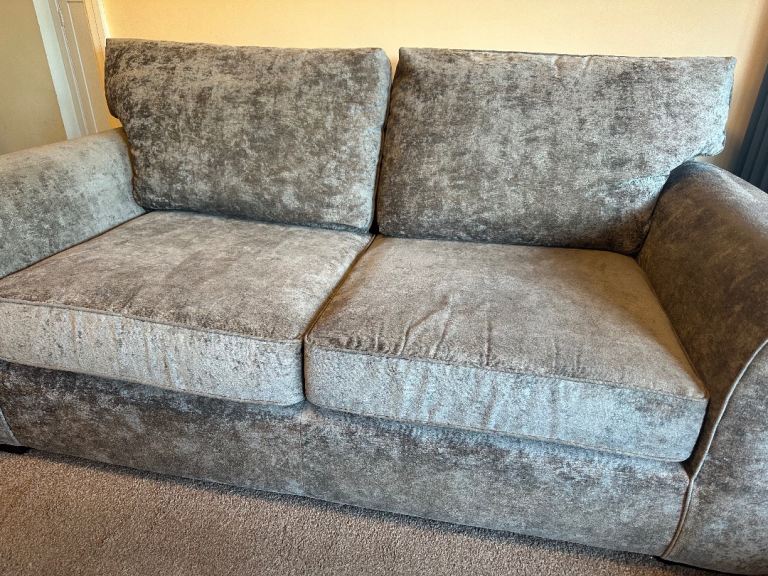 2 x Next Grey Velvet 2-Seater Sofas – Good Condition