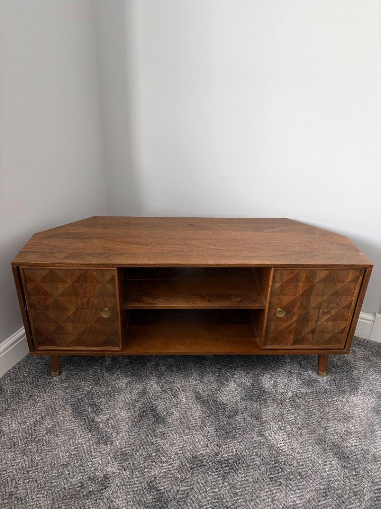 Next Lloyd solid mango wood 46 inch corner tv unit