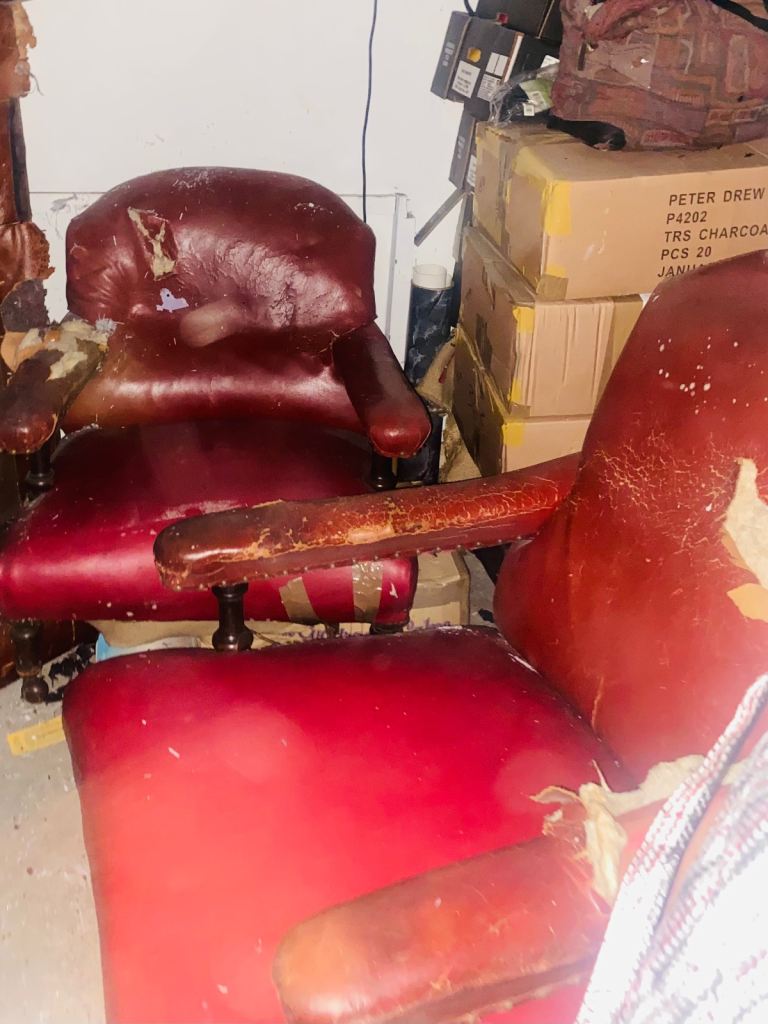 image for Red Vintage Gentleman Club chairs for RENOVATION X2