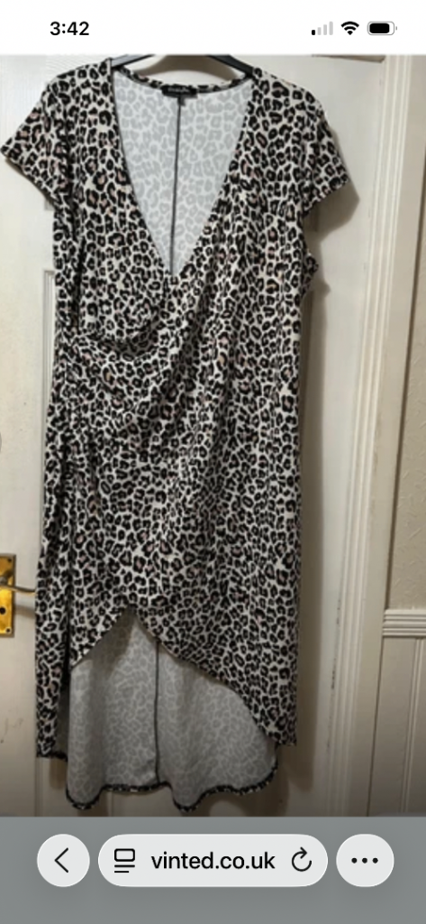 Leopard Print Wrap Style Dress – Good Condition