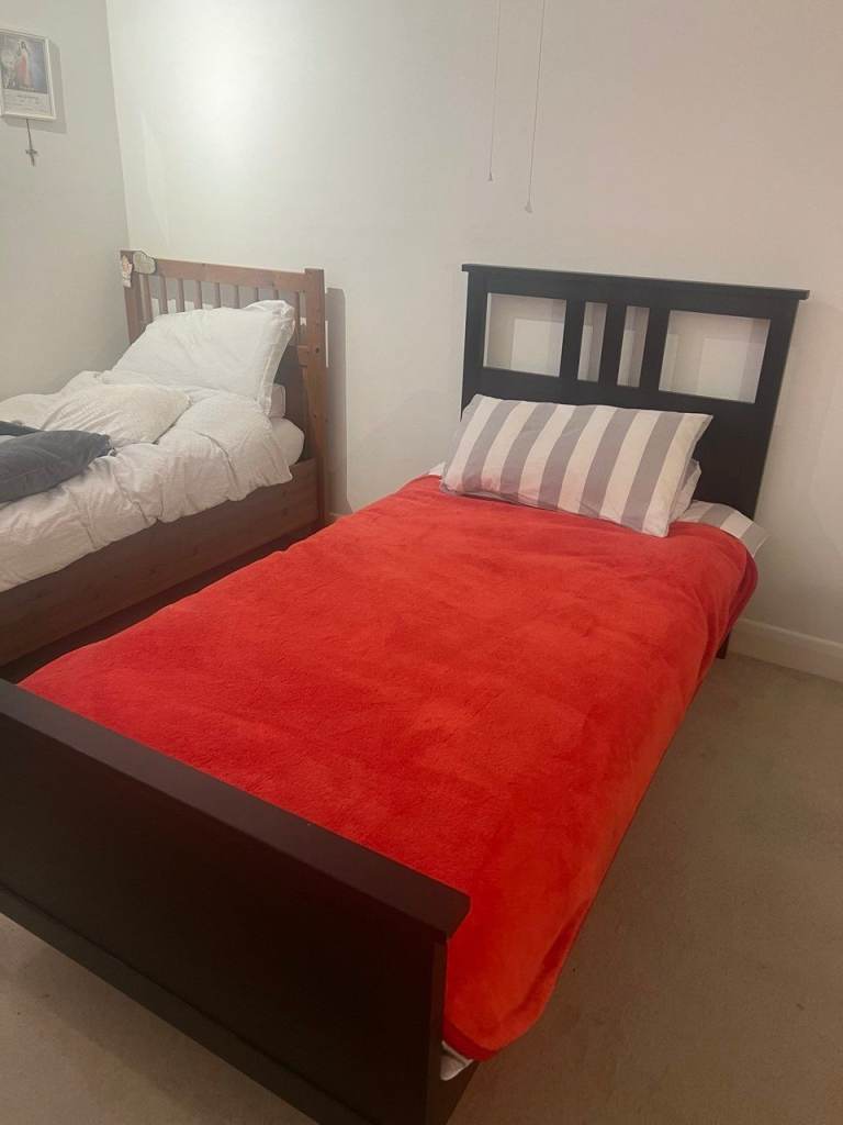 IKEA LURÖY Single Bed Frame - Dark Wood, Good Condition + mattress