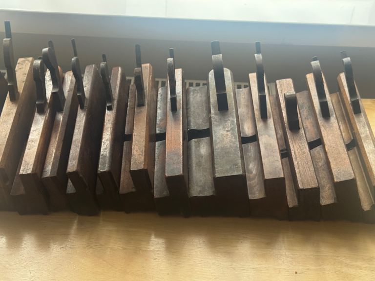 Antique wood moulding planes x 13 