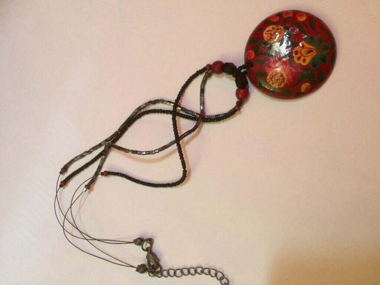 Hand-Painted Artwork Pendant Necklace 