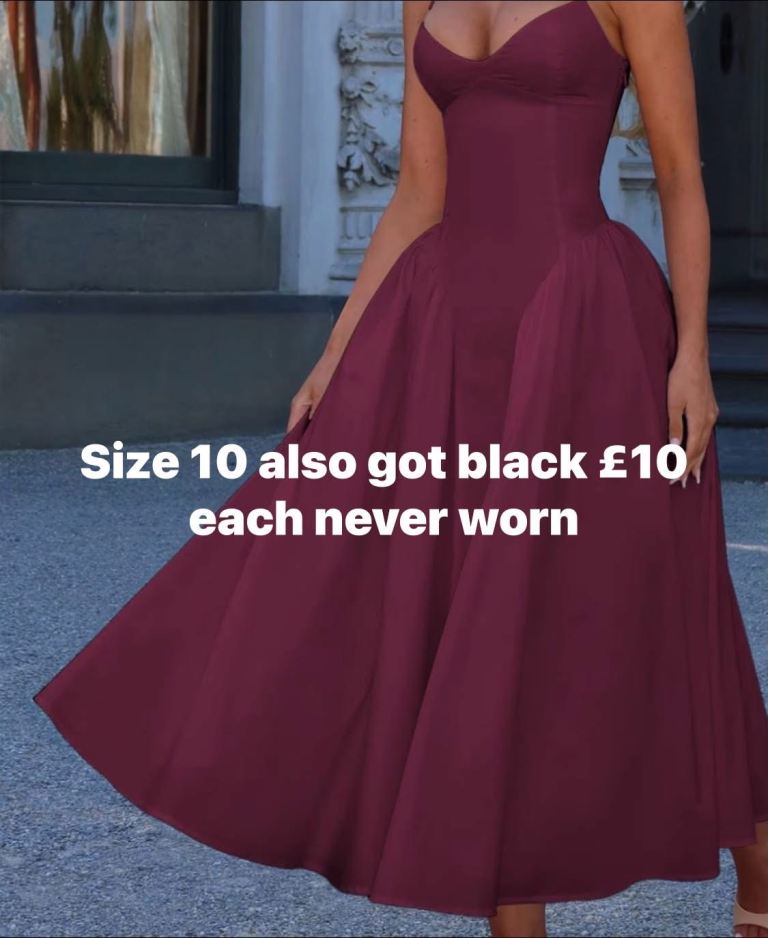 Burgundy Sleeveless Long Formal Dress – Size 10, Never Worn