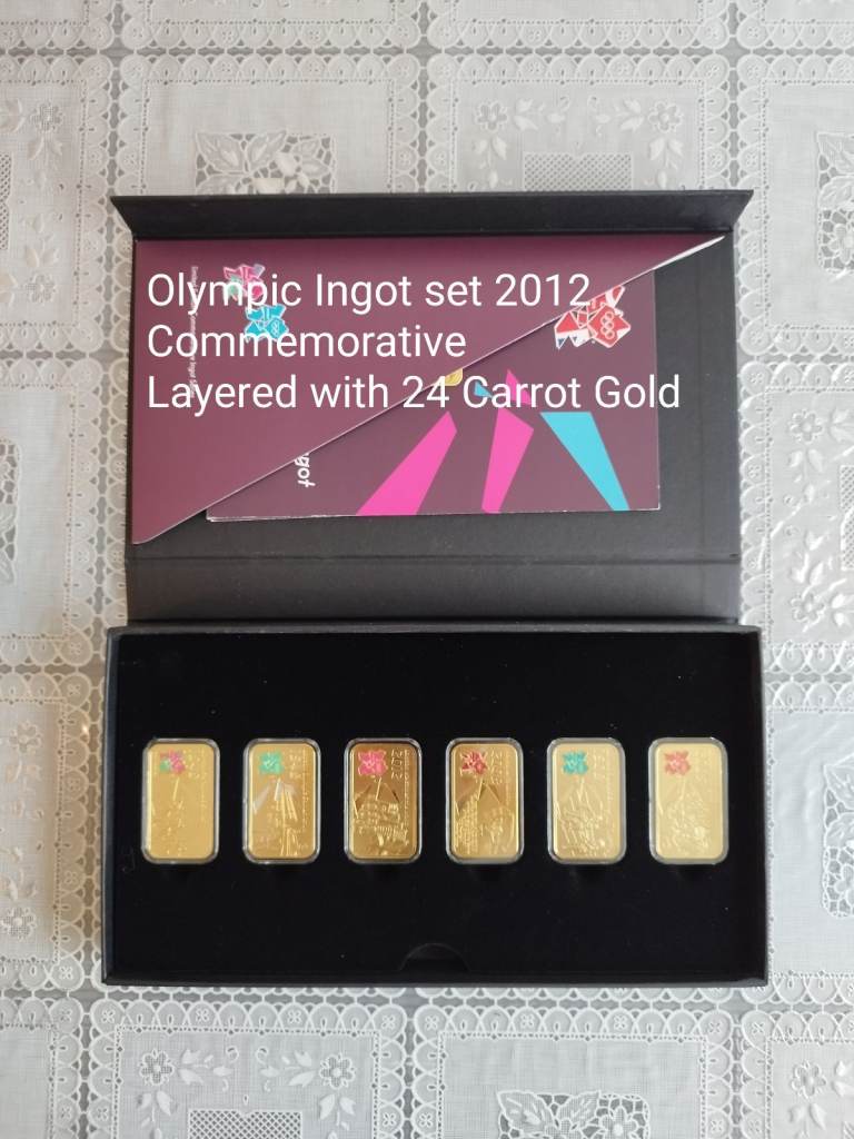 London Olympic Ingot Set 2012 Pleated with 24 Carrot Gold 