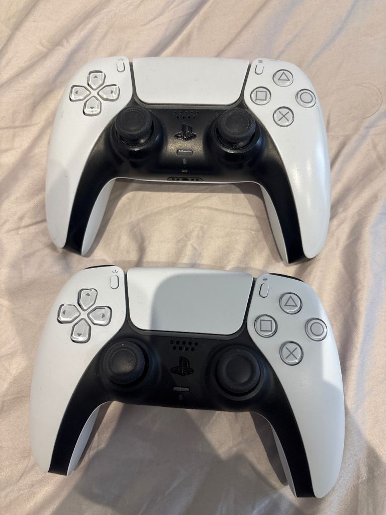 Two PS5 DualSense Controllers - White, Good Condition