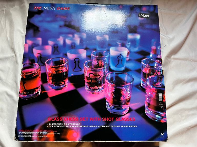 Glass Chess Set with Shot Glasses