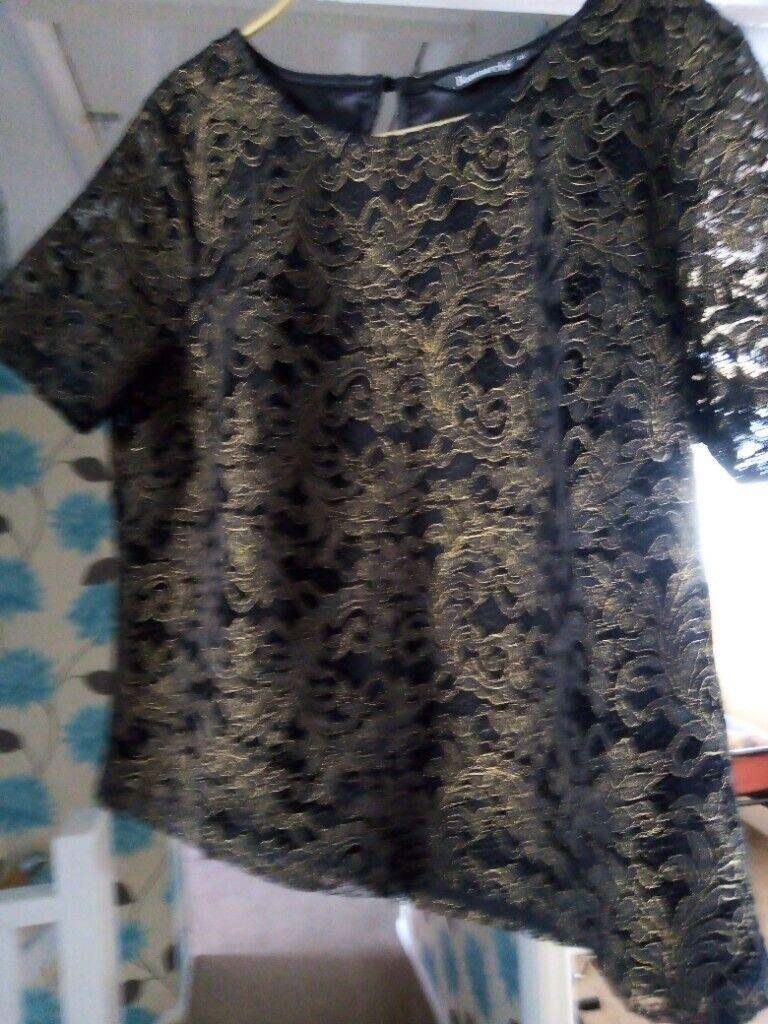 Bon Marche gold and brown blouse 