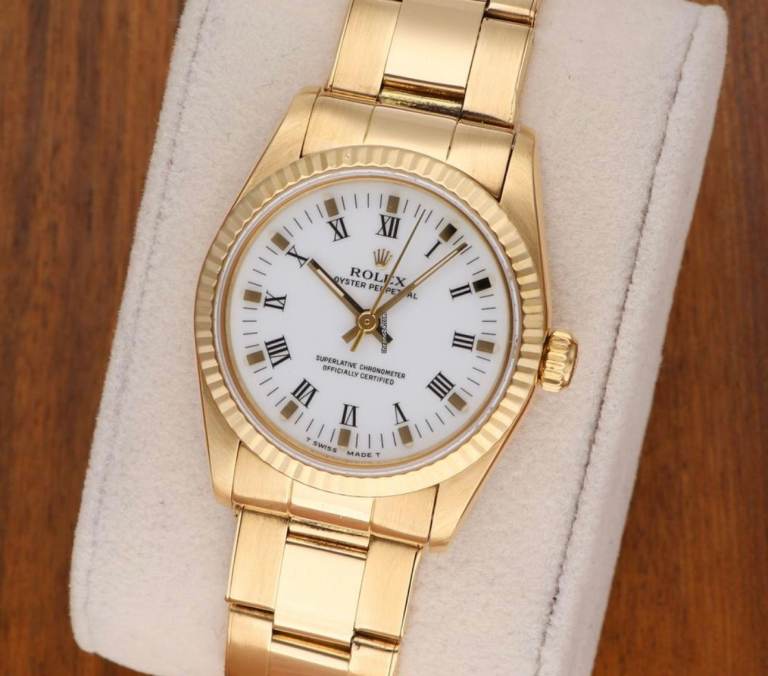 ROLEX 18K GOLD 31MM MIDSIZE BOX AND CERTIFICATES