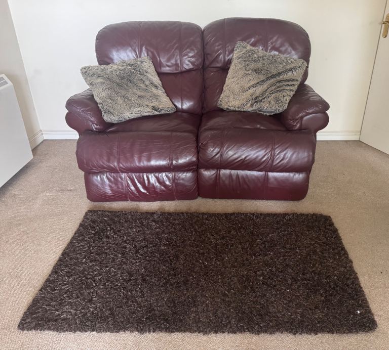 2-Seater Leather Recliner Sofa - Burgundy | BUNDLE DEAL