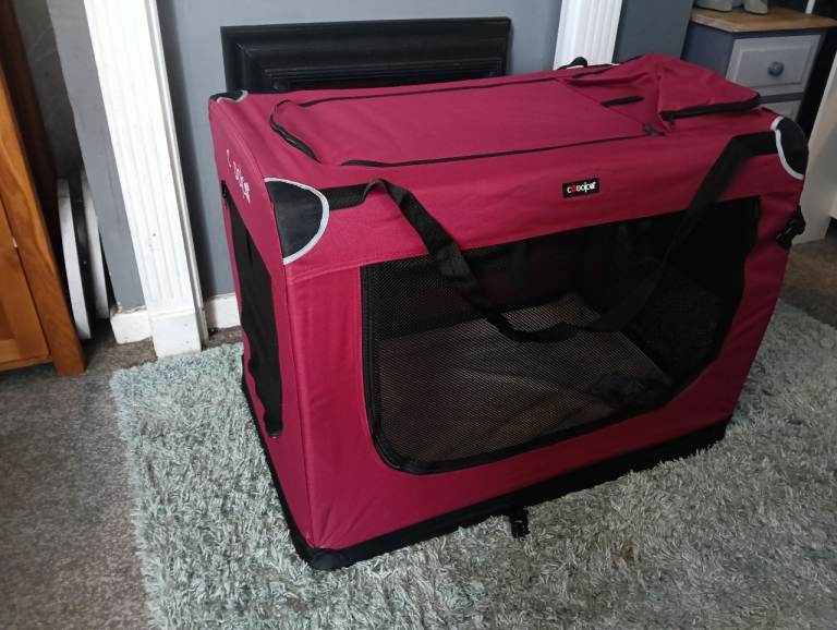 New XXL dark red fabric pet crate