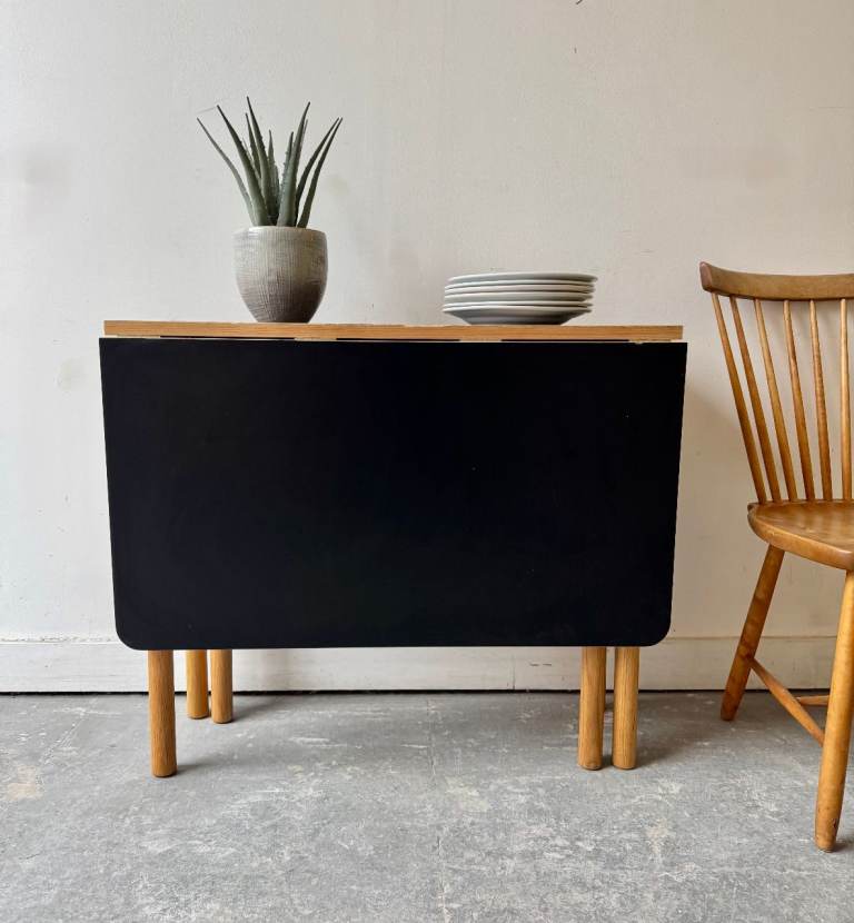 Vintage Black Formica Folding Dining Table