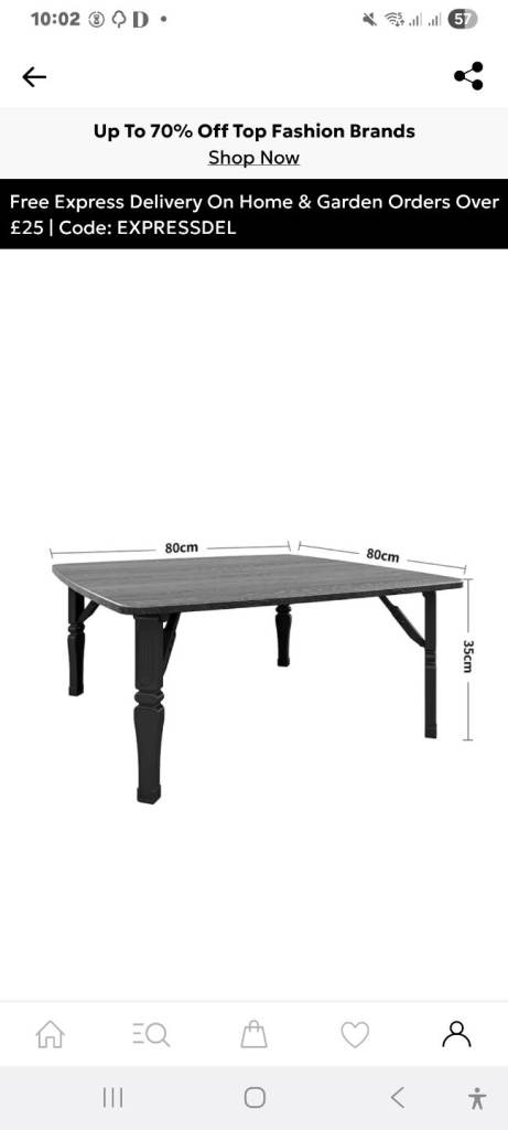 Japanese coffee table 80cm square folding table 