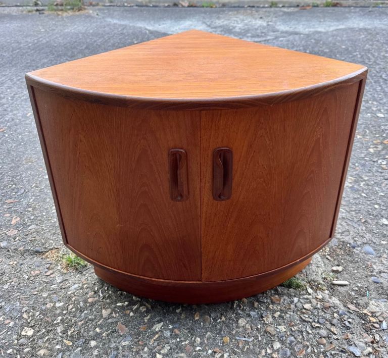 G Plan teak curved corner cabinet / bedside table