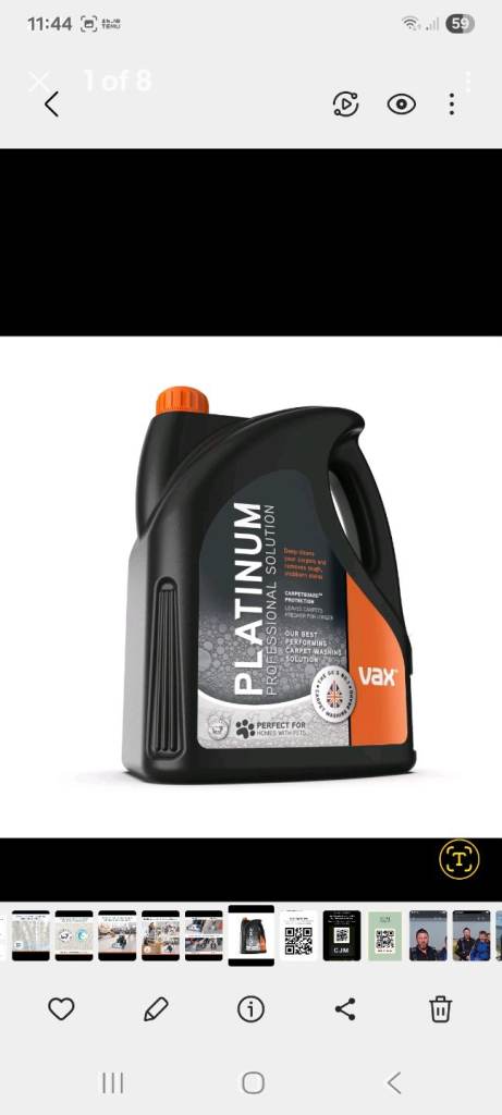VAX Platinum Professional 4L carpet cleaning solution 