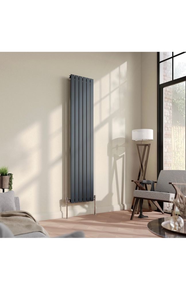 Urban Vertical Radiator - Anthracite - Single Panel + Matching Valves