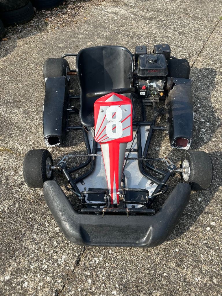 Petrol go kart - adult size - 4 stroke with spare wheels and accessories. Runs well