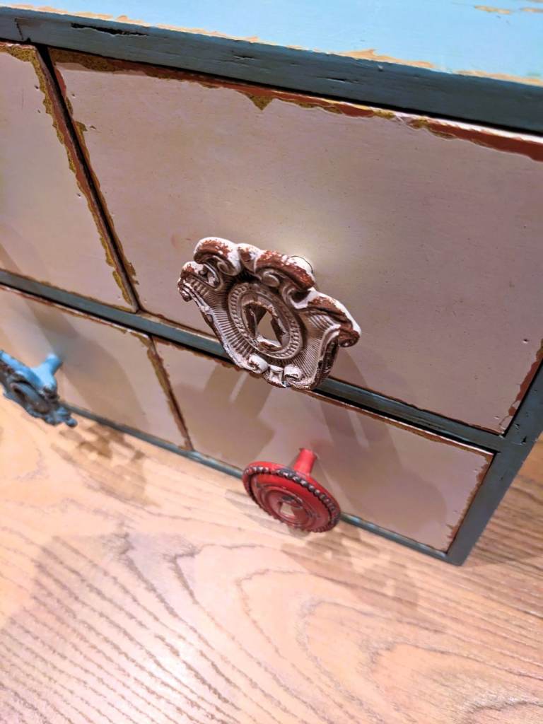 Handmade Vintage Indian Wooden Four-Drawer Storage Box