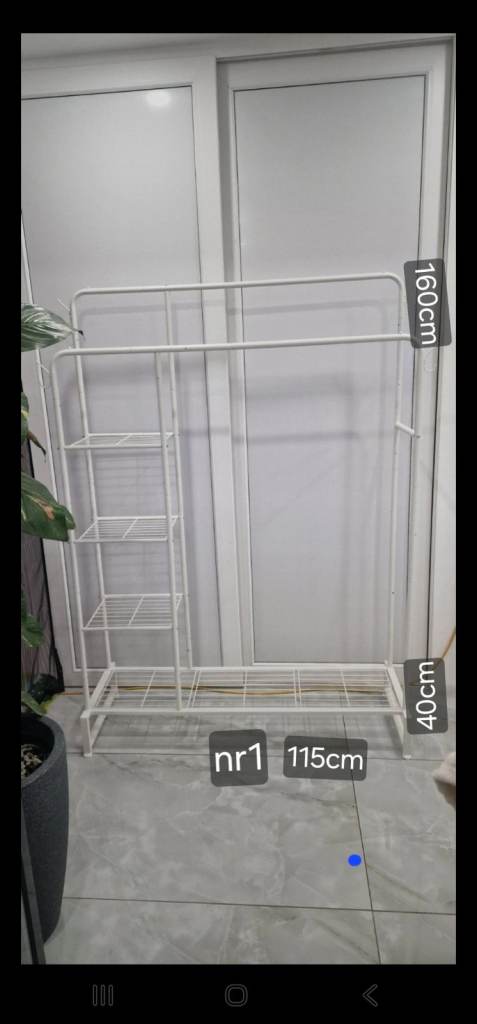 White Metal Clothes Rail with Shelves – New in the box 