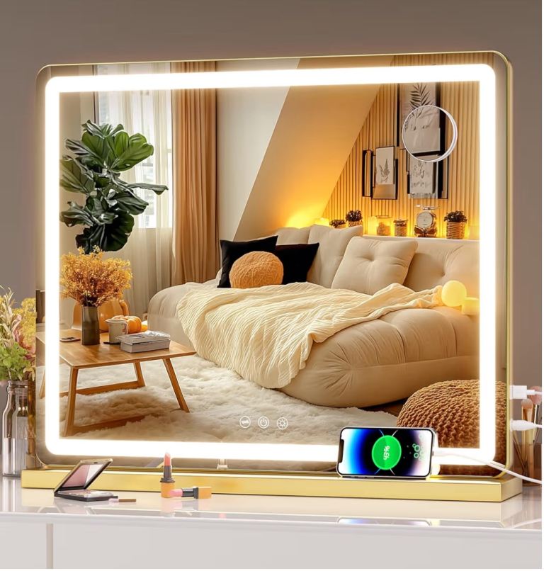 New Vanity Mirror with Lights, 58 x 48cm LED Makeup Mirror, Touch Screen control.