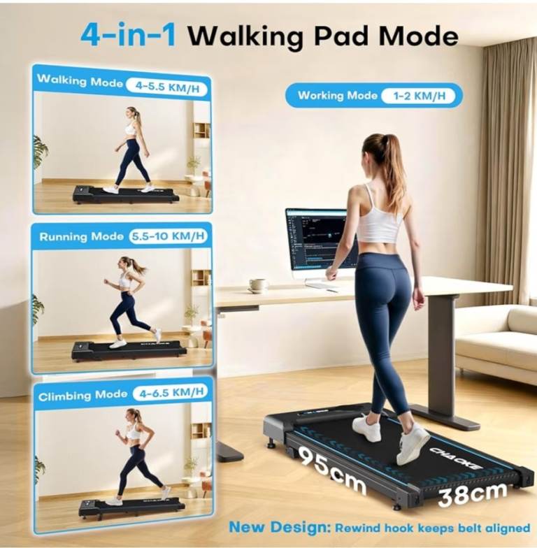 image for CHAOKE Walking Pad Treadmill with 9% Incline, 10KM/H Under Desk Treadmill for Home Office 2.75HP 