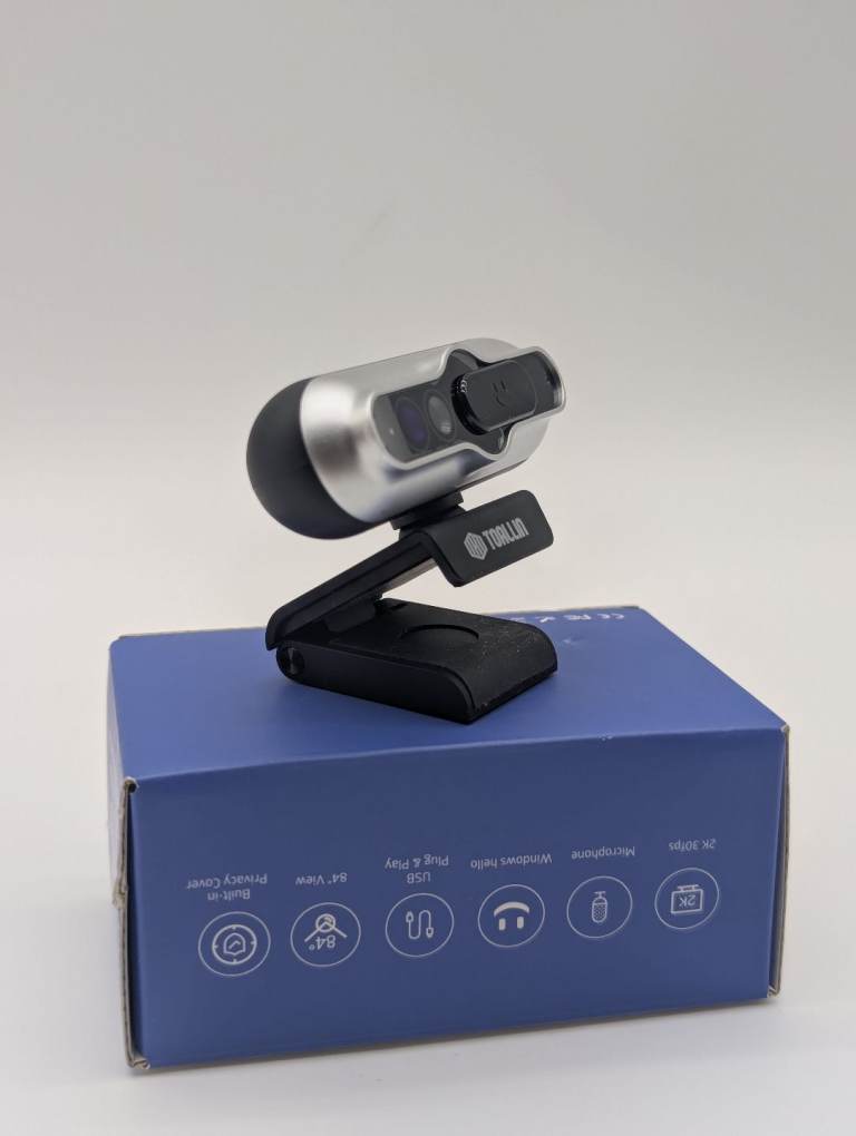 Toallin Auto-Focus 2K Webcam | Windows Hello Compatible | Privacy Cover | USB Plug & Play