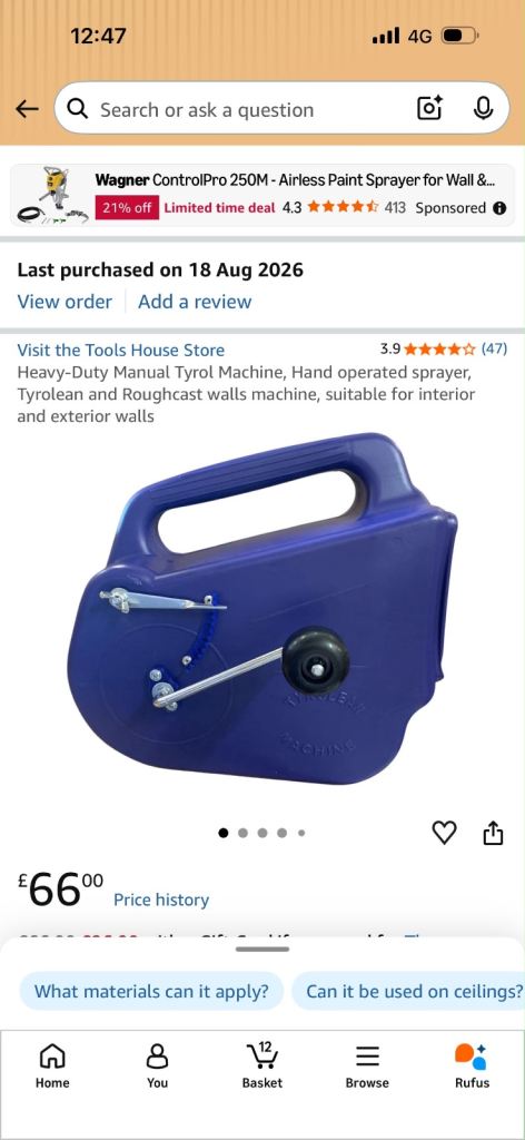 Heavy-Duty Manual Tyrol Machine - Hand Operated Sprayer for Walls