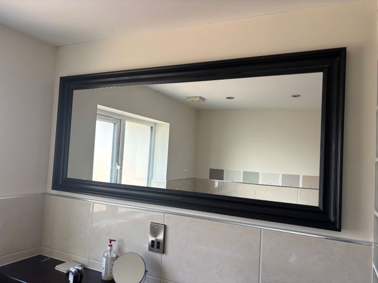Large Black Framed Wall Mirror – Excellent Condition