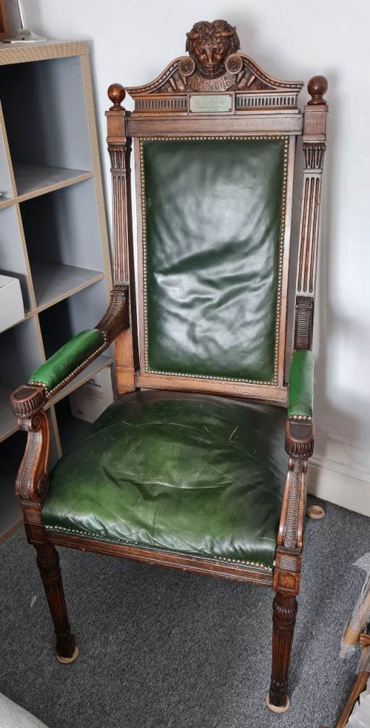 Antique Masonic style Royal Antediluvian Order of Buffaloes - Wooden Throne Chair 1893