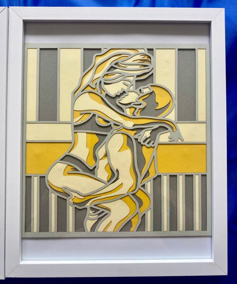 Framed 3D Layered Art – Romantic Couple Embrace | 20x25cm | Handmade